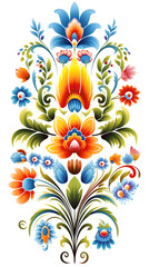 Vibrant Traditional Folk Floral Pattern. A beautifully intricate folk floral pattern featuring a harmonious blend of colors, ideal for cultural designs, textiles, and decorative arts.