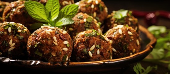 Closeup of homemade herb and spice balls appetizer.