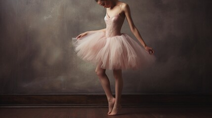 Fototapeta premium Beautiful attractive blonde woman primer ballerina in a pink dance pack