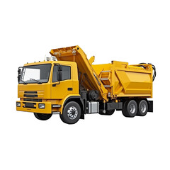 Yellow Dump Truck on White Background