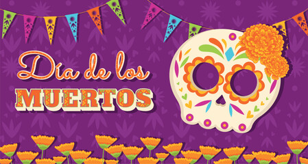 Cute dia de los muertos poster Vector illustration