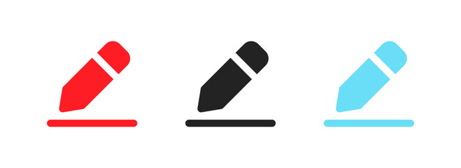 Pencil button icons. Flat, color, pencil button icons, edit button design. Vector icons