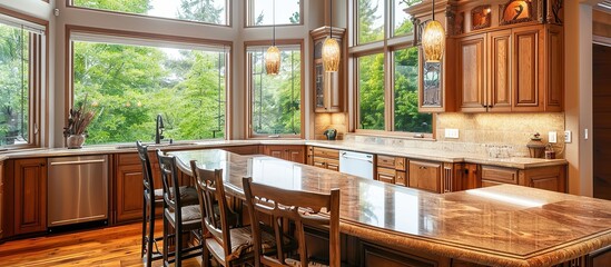 kitchen interior corner design with a clean, organized bar table