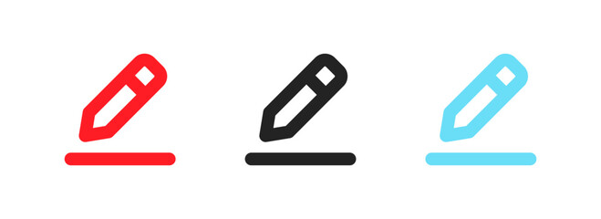 Underlined pencil icons. Flat, color, pencil button icons, edit button design. Vector icons