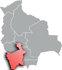 POTOSI DEPARTMENT MAP PROVINCE OF BOLIVIA 3D ISOMETRIC MAP
