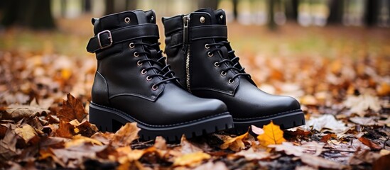 Trendy womens waterproof leather boots for winter in a box, online shopping for fashionable shoes.