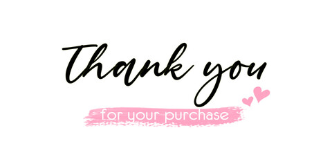 Thank you for your purchase word text handwriting illustration vector on transparent background. Element text letter formal casual script art thanks card decoration design business shop