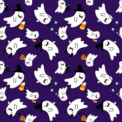 Halloween monsters seamless ghost pattern for wrapping paper and fabrics and linens and kids clothes print