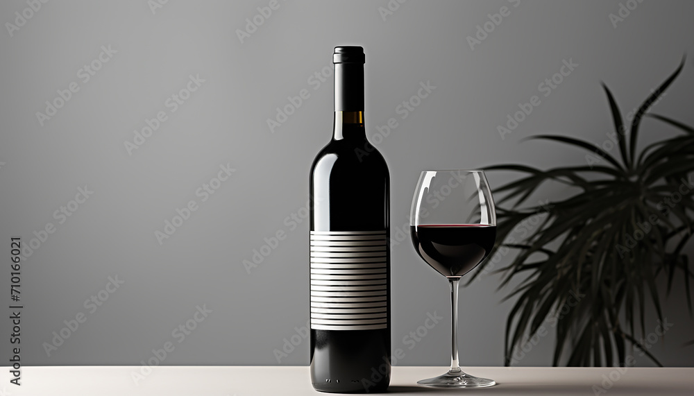 Poster Luxury celebration with red wine and elegant glass generated by AI