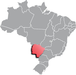 MATO GROSSO DO SUL DEPARTMENT MAP PROVINCE OF BRAZIL 3D ISOMETRIC MAP