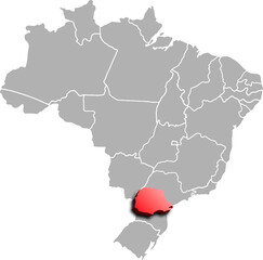 PARANA DEPARTMENT MAP PROVINCE OF BRAZIL 3D ISOMETRIC MAP