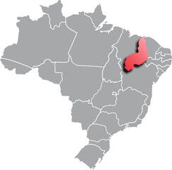 PIAUI MINAS GERAIS DEPARTMENT MAP PROVINCE OF BRAZIL 3D ISOMETRIC MAP