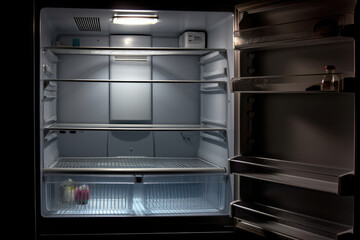 Empty open fridge