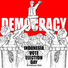 Indonesia vote election day, 14 February 2024, Poster and banner