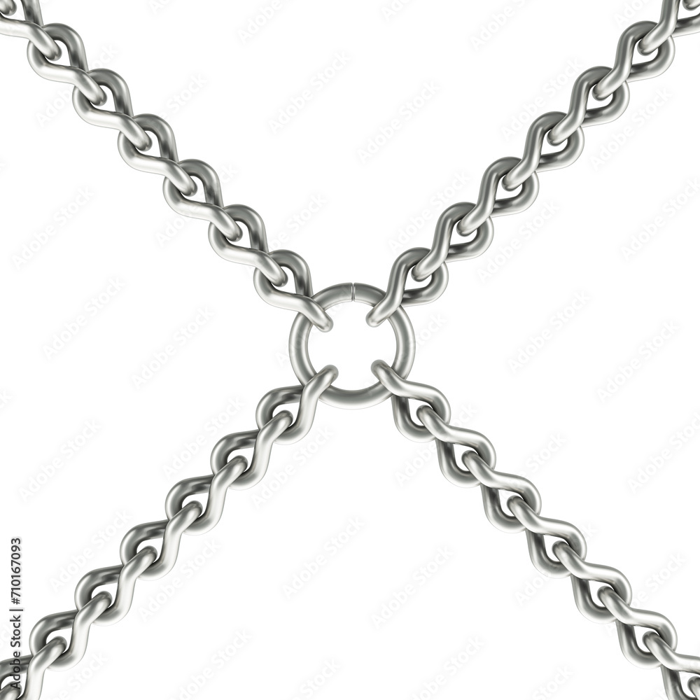 Poster chains with ring in the center. 3d rendering isolated on transparent background