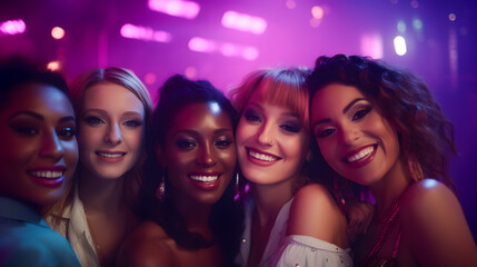 multicultural glam women in night club GEN Z created with generative AI
