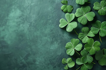 Saint Patrick's Day background with green shamrock. Generative AI
