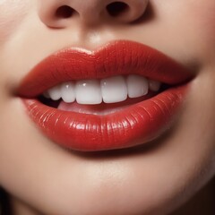 Obraz premium close up lips of woman.Ai generative