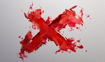 red  x paint splashes