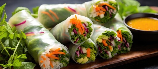 Vietnamese spring rolls with a mix of veggies - a delicious Vietnamese dish.