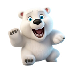 PNG 3d character cute polar bear isolated on transparent background