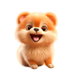 Obraz premium PNG 3d character of a cute spitz isolated on transparent background