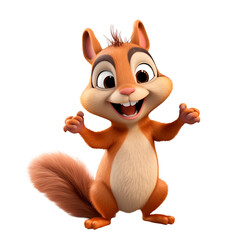 Fototapeta premium PNG 3D character squirrel isolated on transparent background