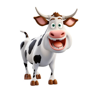 PNG 3d cow character isolated on transparent background