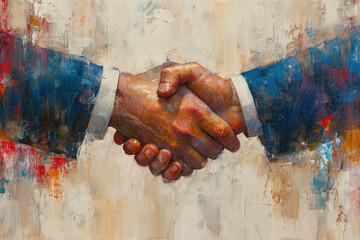 Illustration of a business deal handshake