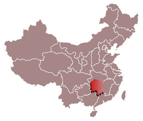 HUNAN PROVINCE MAP CHINA 3D ISOMETRIC MAP