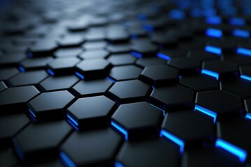 Futuristic Blue Hexagonal Pattern Background, Technology Concept