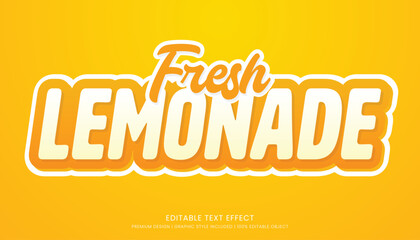 fresh lemonade editable 3d text effect template bold typography and abstract style drinks logo and brand