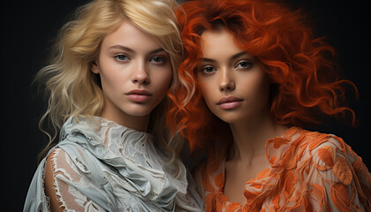 Naklejka premium Beautiful women in fashion, elegance, and sensuality generated by AI