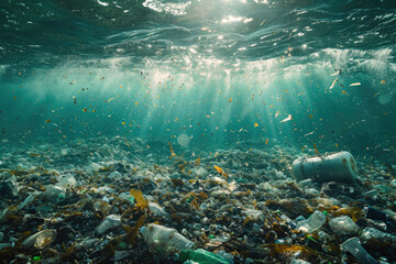 Fototapeta na wymiar Underwater ocean trash