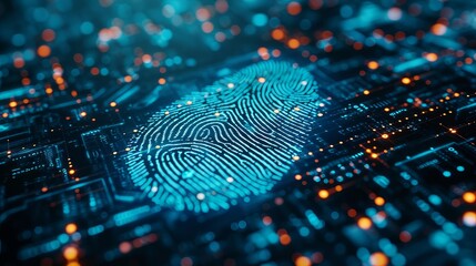 A computer identifies and measures the fingerprint on the digital surface - 710179804