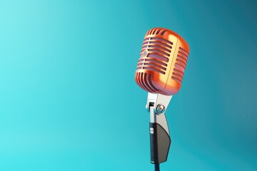 Retro microphone for singing on colorful background. - obrazy, fototapety, plakaty