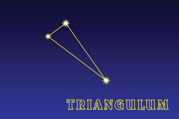 Constellation Triangulum. Illustration of the constellation Triangle. Constellation of the northern hemisphere of the sky. It occupies an area of ​ ​ 131.8 square degrees in the sky