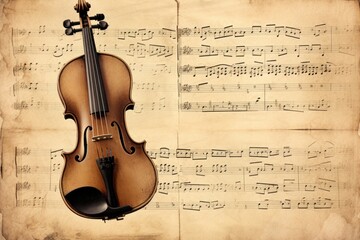Vintage viola on sheet music - obrazy, fototapety, plakaty