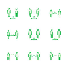 Social distance icon set. social distancing icon. self quarantine sign