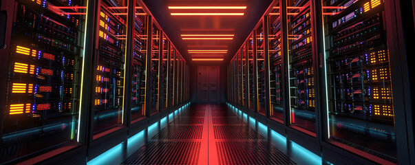 A large connection to the database server room. Fiber optic cable connected to the server