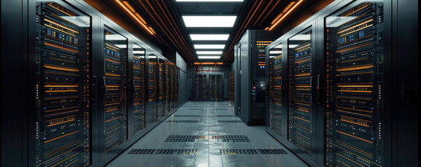 A large connection to the database server room. Fiber optic cable connected to the server