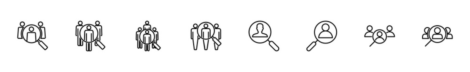 Hiring icon set. Search job vacancy icon. Human resources concept. Recruitment