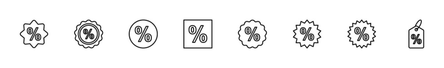 Discount icon set. Discount tag icon.