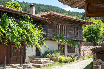 Village of Zheravna with nineteenth century houses,  Bulgaria - obrazy, fototapety, plakaty