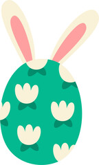 Easter Egg With Floral Pattern And Bunny Ears