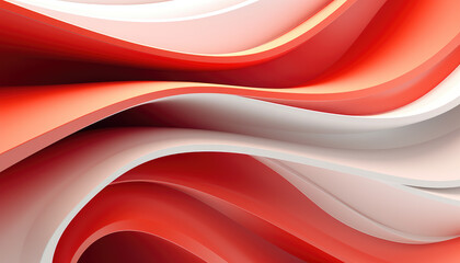 Fototapeta premium Futuristic abstract white and red coloured wavy forms background