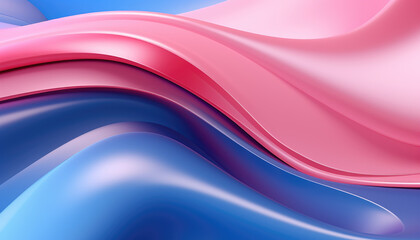 Futuristic abstract blue and pink coloured wavy forms background