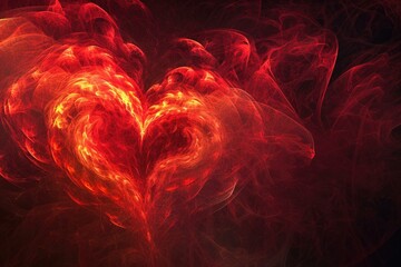 Abstract Fiery Heart Illustration, Love and Passion Concept