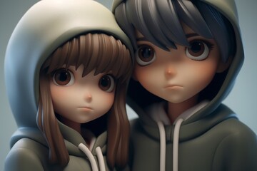 3Dアニメ系の男女,Generative AI AI画像