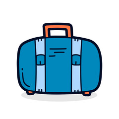 Suitcase doodle icon. Luggage symbol. Flat design. Vector illustration